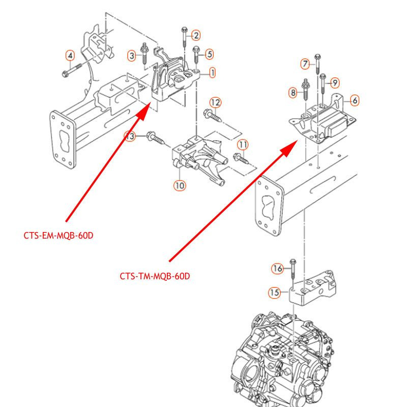 Street Engine Mount for MQB Platforms Bolt-Free CTS Turbo CTS-EM-MQB-60D
