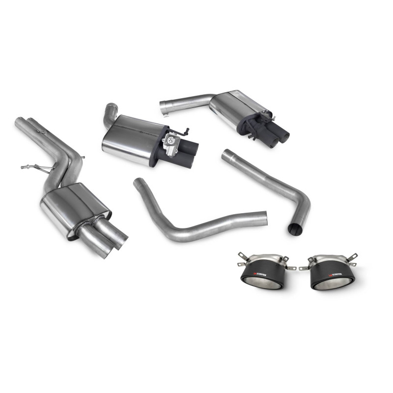 Cat-Back-Anlage ohne Mittelschalldämpfer & Endrohre Scorpion für Audi RS7 C7