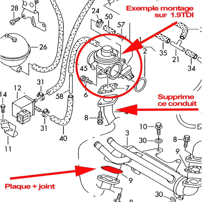 Kit eliminazione valvola EGR motori Diesel VAG 1.9 TDI 130-160 CV