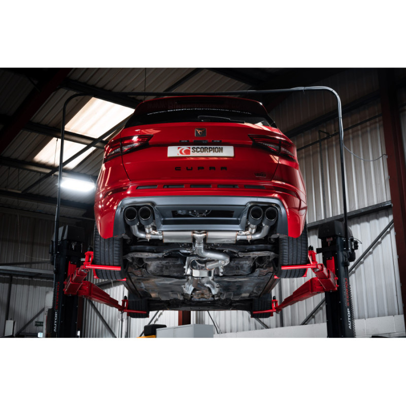 GPF-Back-Abgasanlage mit Mittelschalldämpfer und Abgasklappen von Scorpion für Cupra Ateca