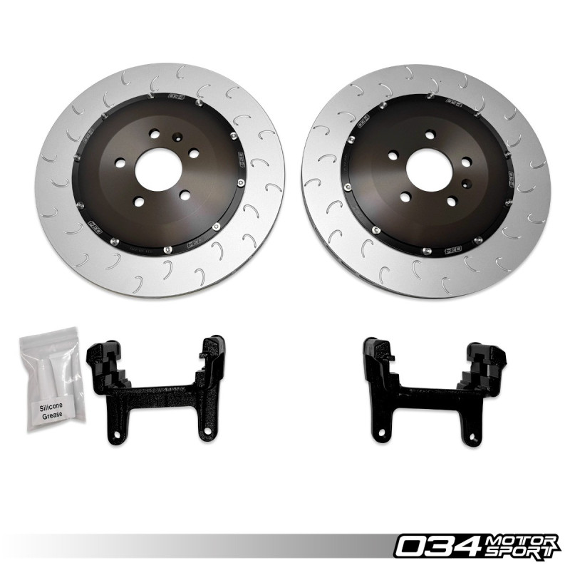 Kit disques arrière flottants 2 pièces 034Motorsport 370x22 pour Audi A4/S4/A5/S5 B9/B9.5 - cloche noire