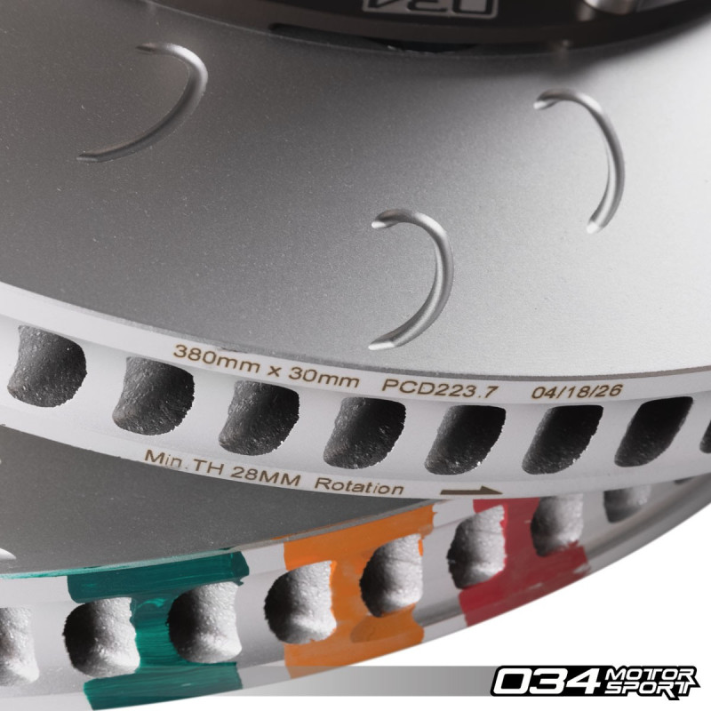 Kit de discos flotantes de 2 piezas, trasero 034Motorsport 380x30 para Porsche 911 GT3 991.1/991.2