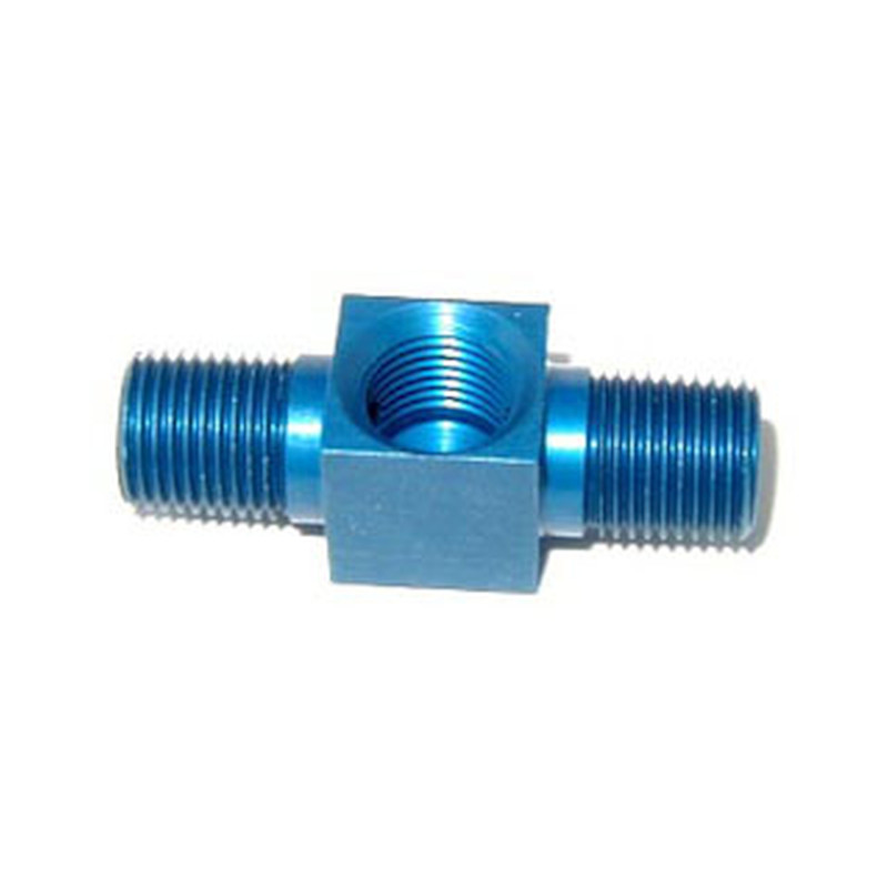 Raccord en T 1/8 NPT pour électrovanne / kit de purge - aluminium bleu