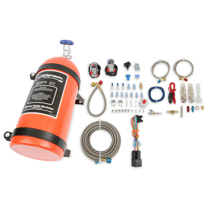 Sniper Single Fogger Wet Nitrous Kit Multi-Fit 4 and 6-Cylinder Multiport Injection - Orange 10 lb Bottle