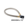 Edelstahl-Geflechtschlauch -4AN auf -3AN - Länge 1 ft (30 cm) - schwarze Anschlüsse