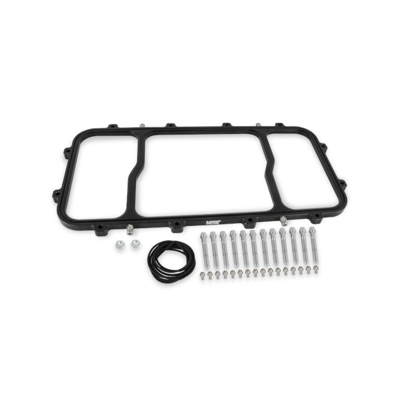 Kit de nitro seco con placa para admisión Holley LS Hi-Ram - aluminio mecanizado negro, botella negra de 15 lb