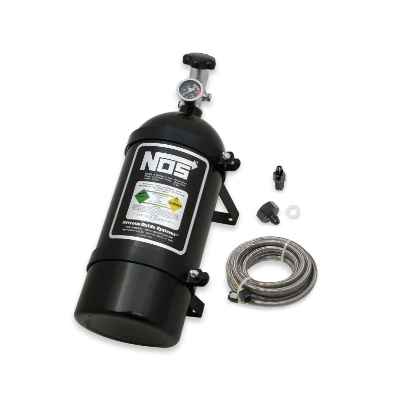 Kit de botella de nitro de 10 lb - acabado negro, válvula Super Hi-Flo con manómetro y soportes