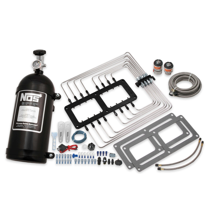 6-71 / 8-71 Supercharger Wet Nitrous Kit - Black Plate and Fittings, Black 10 lb Bottle