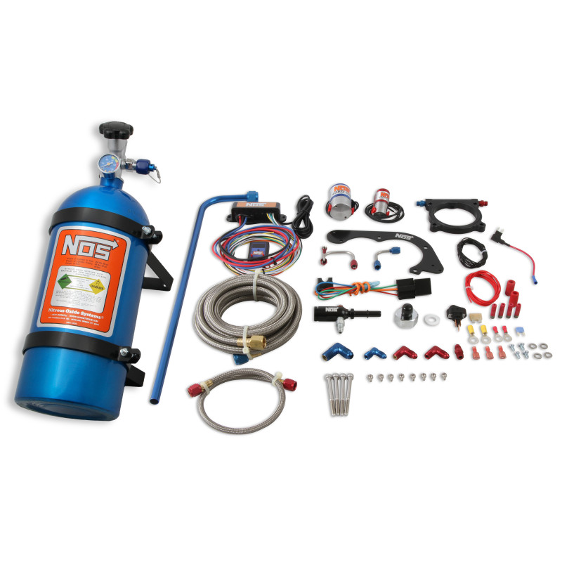 Kit de nitro húmedo con placa Ford Mustang 5.0L Coyote 2011-2014 - botella azul de 10 lb, placa de 80 mm