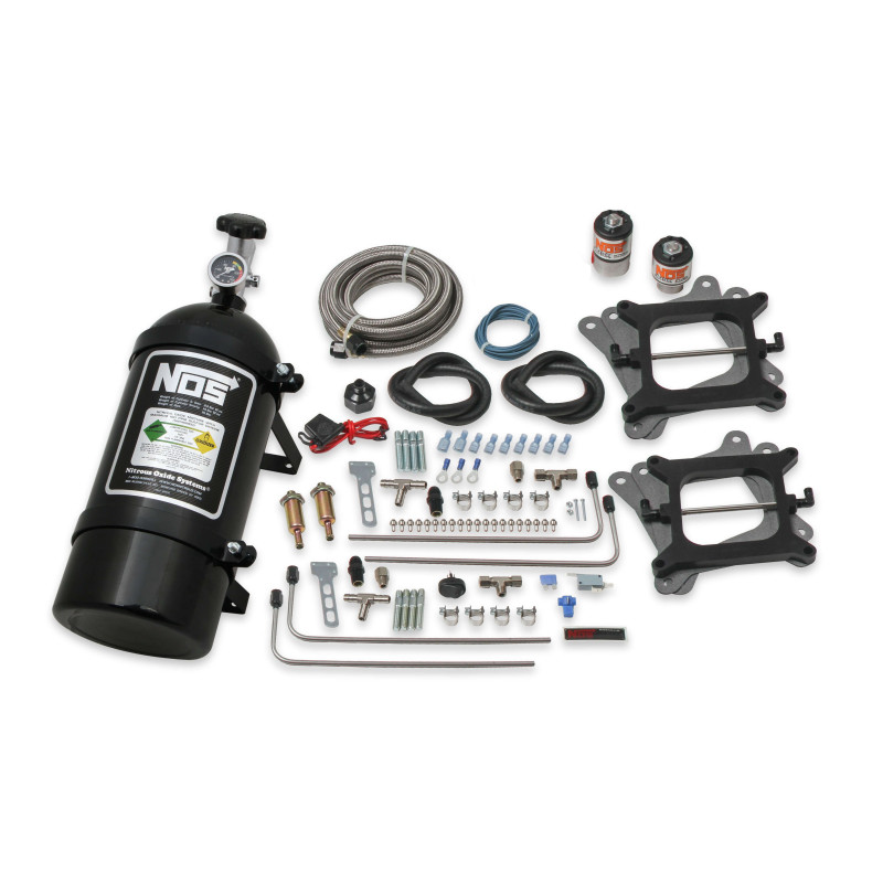 Cheater Wet Nitrous Kit V8 Dual Carburetor Holley 4150 / Carter AFB 150-250 HP - Black 10 lb Bottle