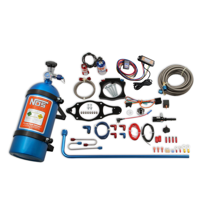 Kit de nitro húmedo con placa Chevrolet Corvette C7 2014-2019 - componentes azul/rojo, botella azul de 10 lb