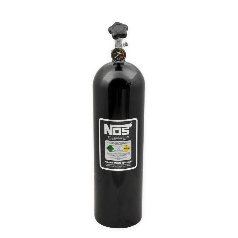 Botella de nitro de 15 lb - acabado negro, válvula Super Hi-Flo con manómetro