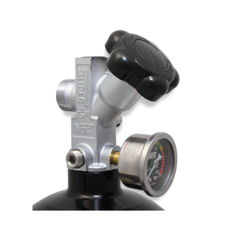 Lachgas-Flaschen-Kit 15 lb - schwarz, Super-Hi-Flo-Ventil mit Manometer und Halterungen