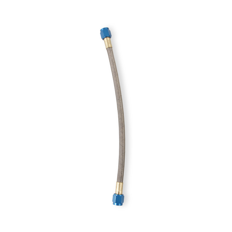 Stainless Steel Braided Hose -6AN - length 1 ft (30 cm) - blue fittings