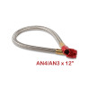 Durite tressée inox -4AN vers -3AN - longueur 1 ft (30 cm) - raccords rouges