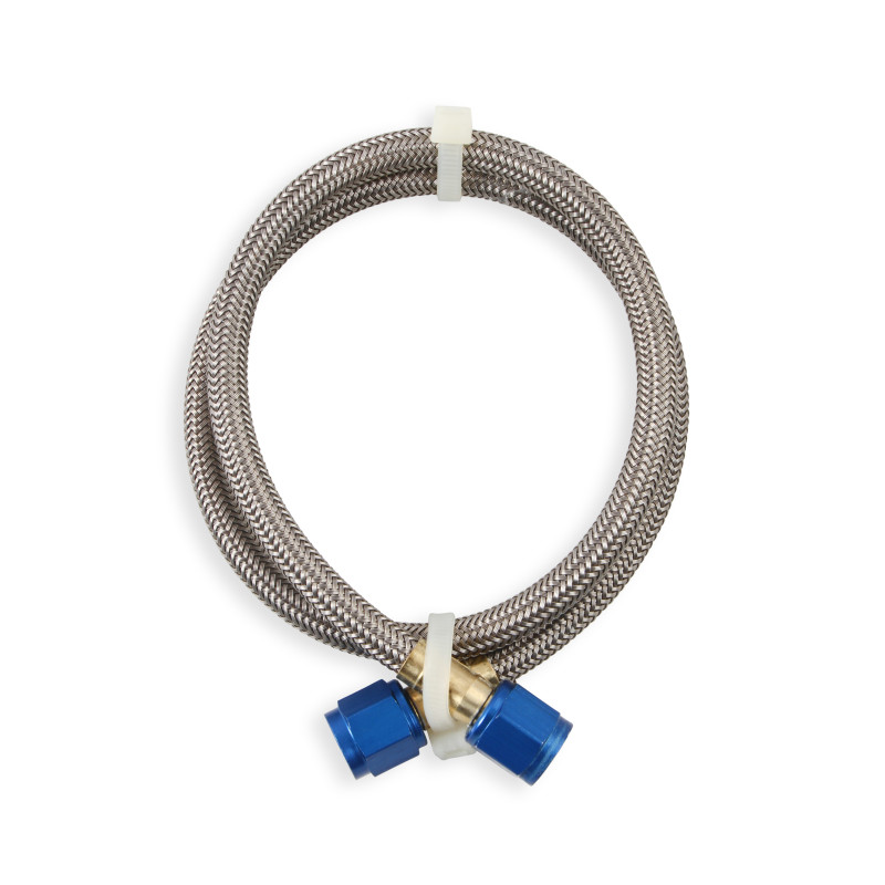 Durite tressée inox -4AN - longueur 2 ft (61 cm) - raccords bleus