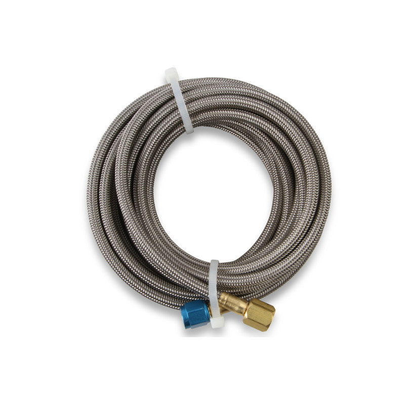 Durite tressée inox -4AN - longueur 14 ft (4,27 m) - raccords bleus