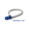 Edelstahl-Geflechtschlauch -4AN - Länge 12 ft (3,66 m) - blaue Anschlüsse