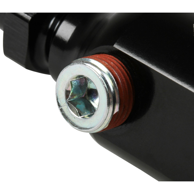 Adaptateur de rampe carburant 3/8 OE vers 3 ports 1/8 NPT - aluminium anodisé noir