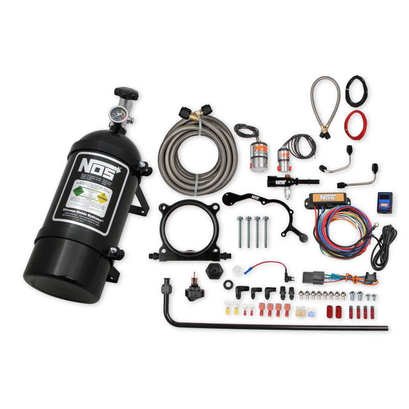 Wet Nitrous Plate Kit Ford Mustang GT 5.0L Coyote 2015-2017 - Black 10 lb Bottle, 80 mm Plate