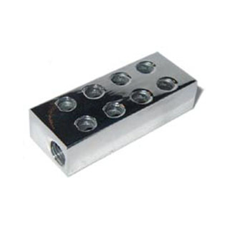 Bloc de distribution nitro 2 entrées / 16 sorties - 1/8 NPT jumelé (Siamese), chromé