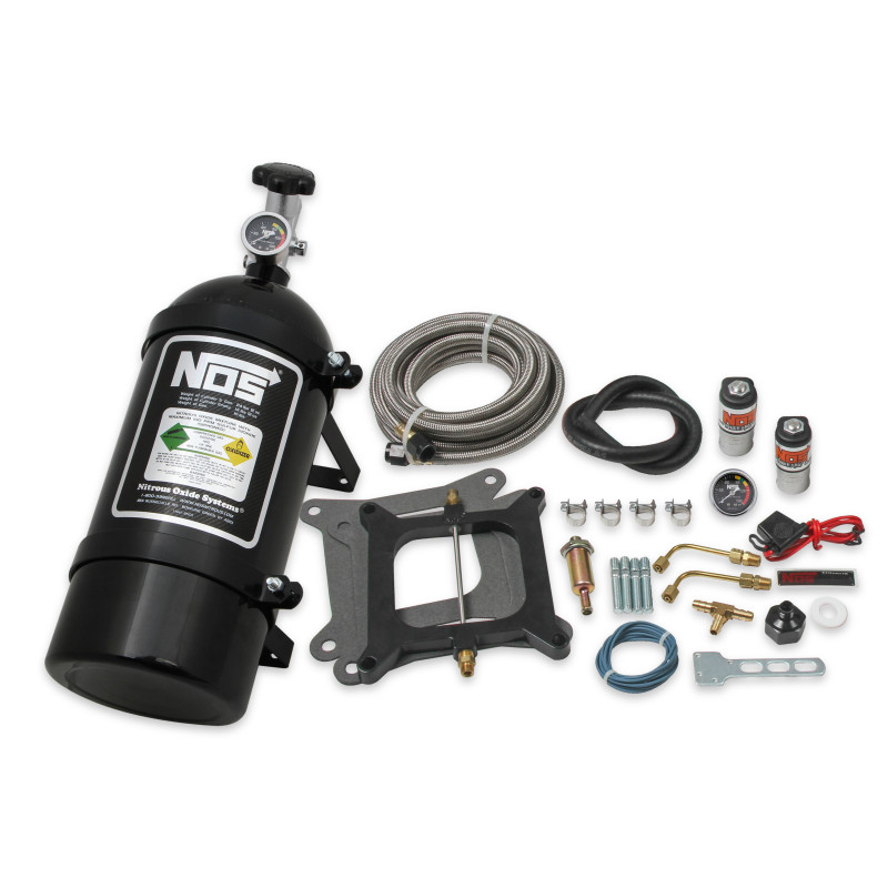 Super PowerShot Wet Nitrous Kit Holley 4150 / Carter AFB 100-150 HP Adjustable - Black 10 lb Bottle