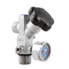 Valvola bombola nitro Super Hi-Flo con manometro a quadrante blu - bombole da 5 lb e oltre