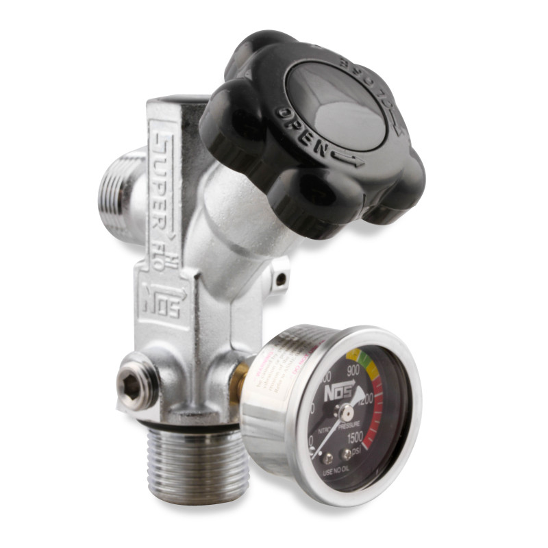 Robinet de bouteille nitro Super Hi-Flo avec manomètre à cadran noir - bouteilles 5 lb et plus