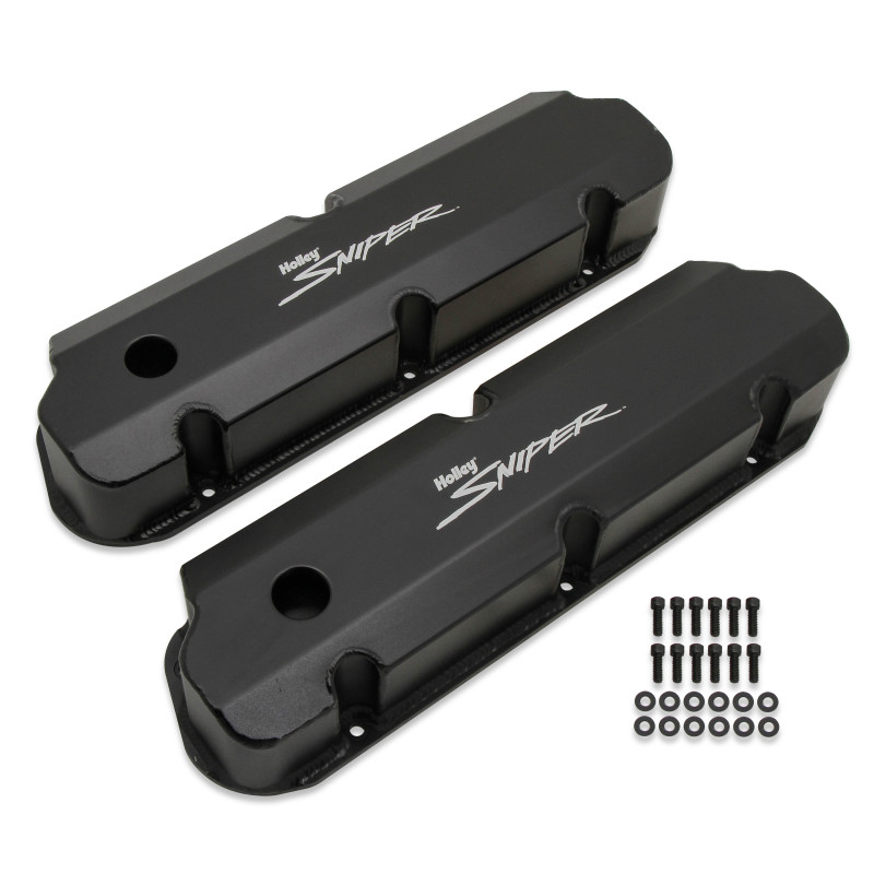 Cubrebalancines de aluminio fabricado Sniper - Ford Small Block - alto - negro